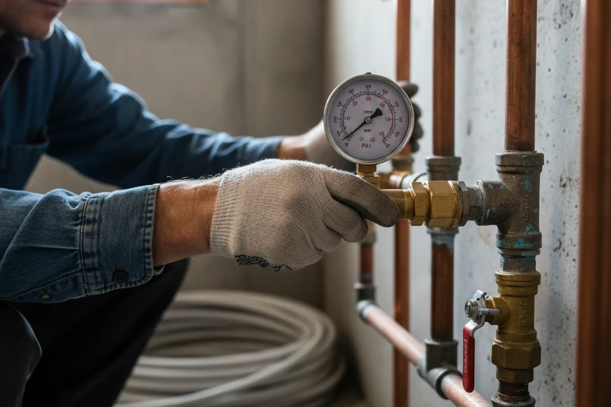Pressure testing a repaired line during Water Line Repair in Teasdale